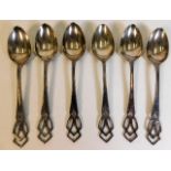 A set of six Celtic style silver tea spoons 70g