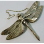 A large silver dragonfly brooch 93.8mm wingspan 25