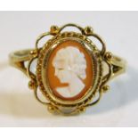 A 9ct gold cameo ring size S/T 3.4g