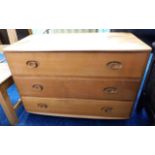 A vintage Ercol three drawer chest 36in wide x 26i