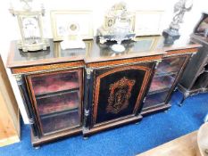 A 19thC. French style breakfront credenza with lin