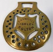 An antique Entwistle Saddler Bolton horse brass 4i