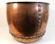 A large 19thC. riveted copper log basket 20.5in wi