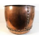 A large 19thC. riveted copper log basket 20.5in wi