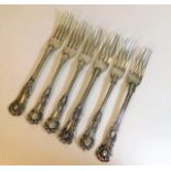 Six Kings pattern silver forks 390g London, Charle