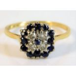 An 18ct gold platinum mounted diamond & sapphire r