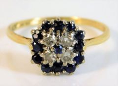 An 18ct gold platinum mounted diamond & sapphire r