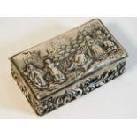 A small embossed English silver snuff box 2.8in wi