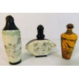 Three Oriental erotica scent bottles