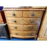 A Victorian bow fronted chest of five drawers 46in