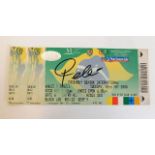 A hand signed Pele signature on football match tic