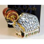 A Royal Crown Derby first quality boxed Derby Ram