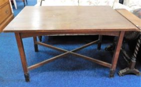 An early 20thC. oak art nouveau period table with