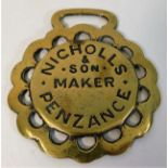 An antique Nichols & Son Maker Penzance horse bras