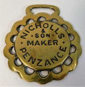 An antique Nichols & Son Maker Penzance horse bras