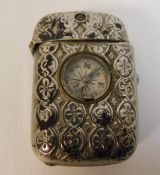 A silver plated vesta case & compass