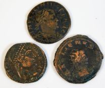 Three bronze Roman coins