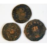 Three bronze Roman coins