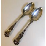 Two Georgian silver Kings pattern spoons 130g
