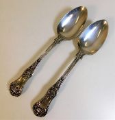 Two Georgian silver Kings pattern spoons 130g