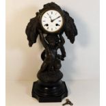 A 19thC. French spelter clock by Henri Marc 17in h