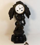 A 19thC. French spelter clock by Henri Marc 17in h