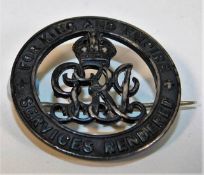 A For King & Empire Services Rendered war badge