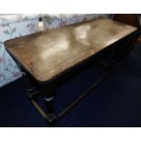 A robust antique oak console table 54in long x 31i