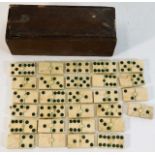 A small 19thC. boxed bone domino set a/f