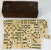 A small 19thC. boxed bone domino set a/f