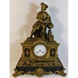 A 19thC. French brass Lepaute clock 21in high x 16