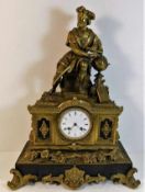 A 19thC. French brass Lepaute clock 21in high x 16