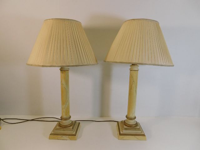 A pair of large decorative marble effect table lam