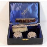A silver mounted dressing table set, box a/f