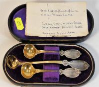 A set of three Continental silver spoons with gilt