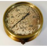 A brass W. H. Bailey & Co. Ltd. pressure gauge 6in
