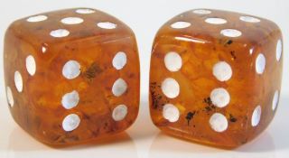 A pair of amber dice