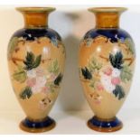 A pair of Royal Doulton stoneware vases 12in tall