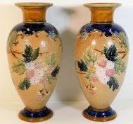 A pair of Royal Doulton stoneware vases 12in tall