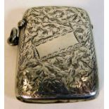 A Birmingham silver vesta case with chased decor 3