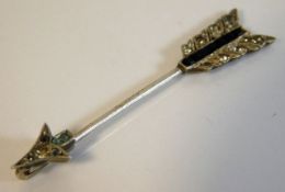 An art deco platinum jabot pin set with set with d