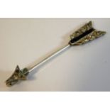 An art deco platinum jabot pin set with set with d