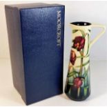 A boxed Moorcroft jug by Rachel Bishop, signed, fi