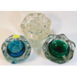 Three Liskeard Glass knobbly bowls