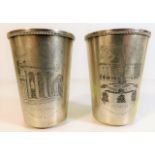 A pair of Russian niello silver beakers 105g