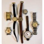 A collection of vintage watches including a ladies