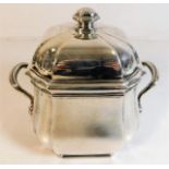 A fine quality, heavy gauge silver two handled pot