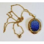 An antique French 18ct gold micro mosaic pendant &