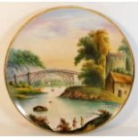 A rare hand painted large 19thC. porcelain plate d