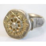 A large Tudor period white metal ring with rose de